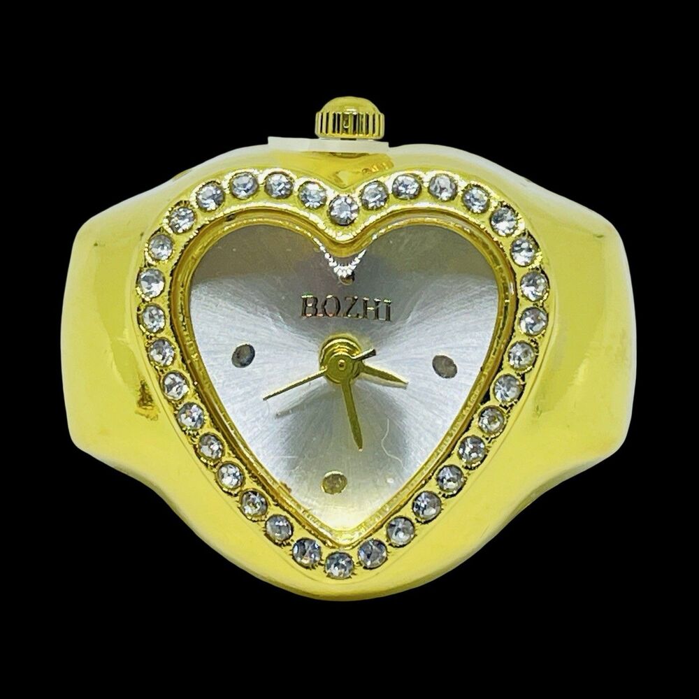 BOZHI Ring Watch Gold Design With Crystals New